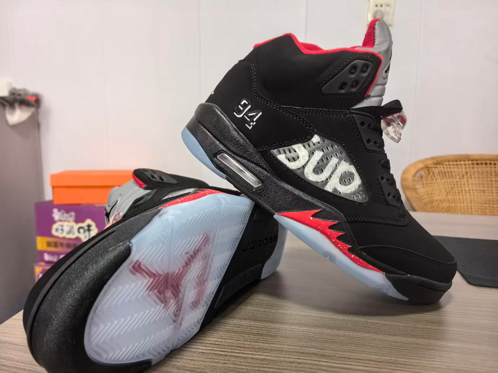 Air Jordan 5 Black & Red Sneakers