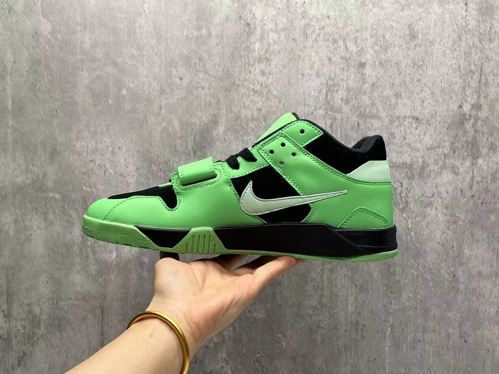 Jordan Bright Green & Black Strap Sneakers with Reverse Swoosh