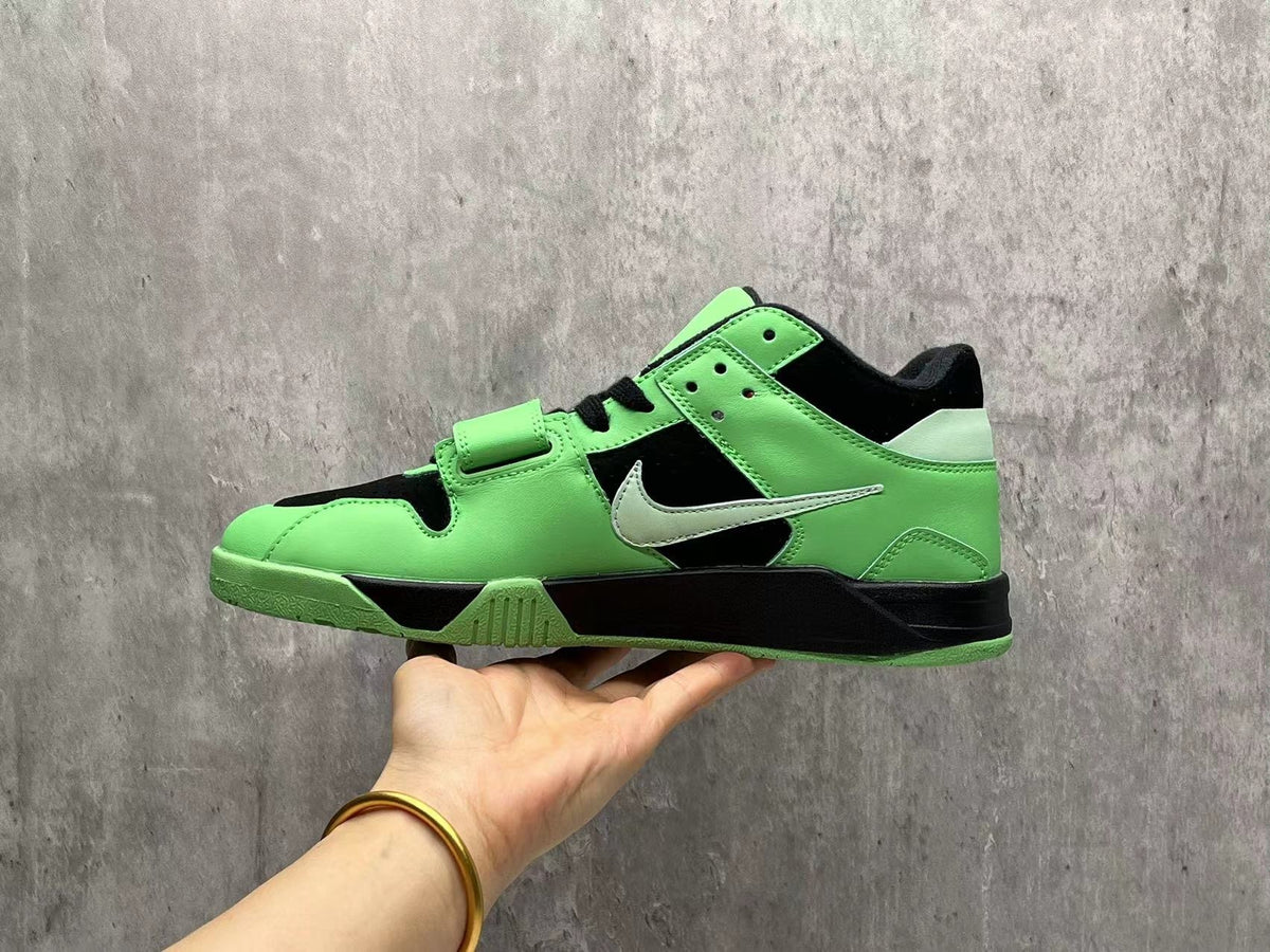 Jordan Bright Green & Black Strap Sneakers with Reverse Swoosh