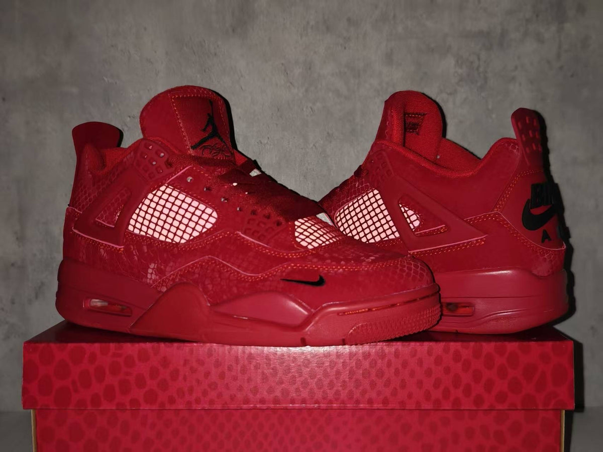 Air Jordan 4 Red Sneakers with Black Accents