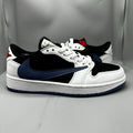 Air Jordan 1 Low White & Black Blue Reverse Swoosh Sneakers