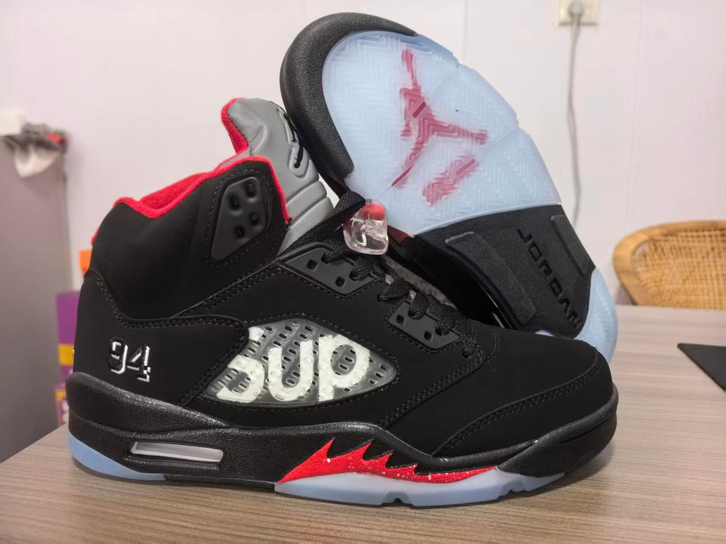 Air Jordan 5 Black & Red Sneakers