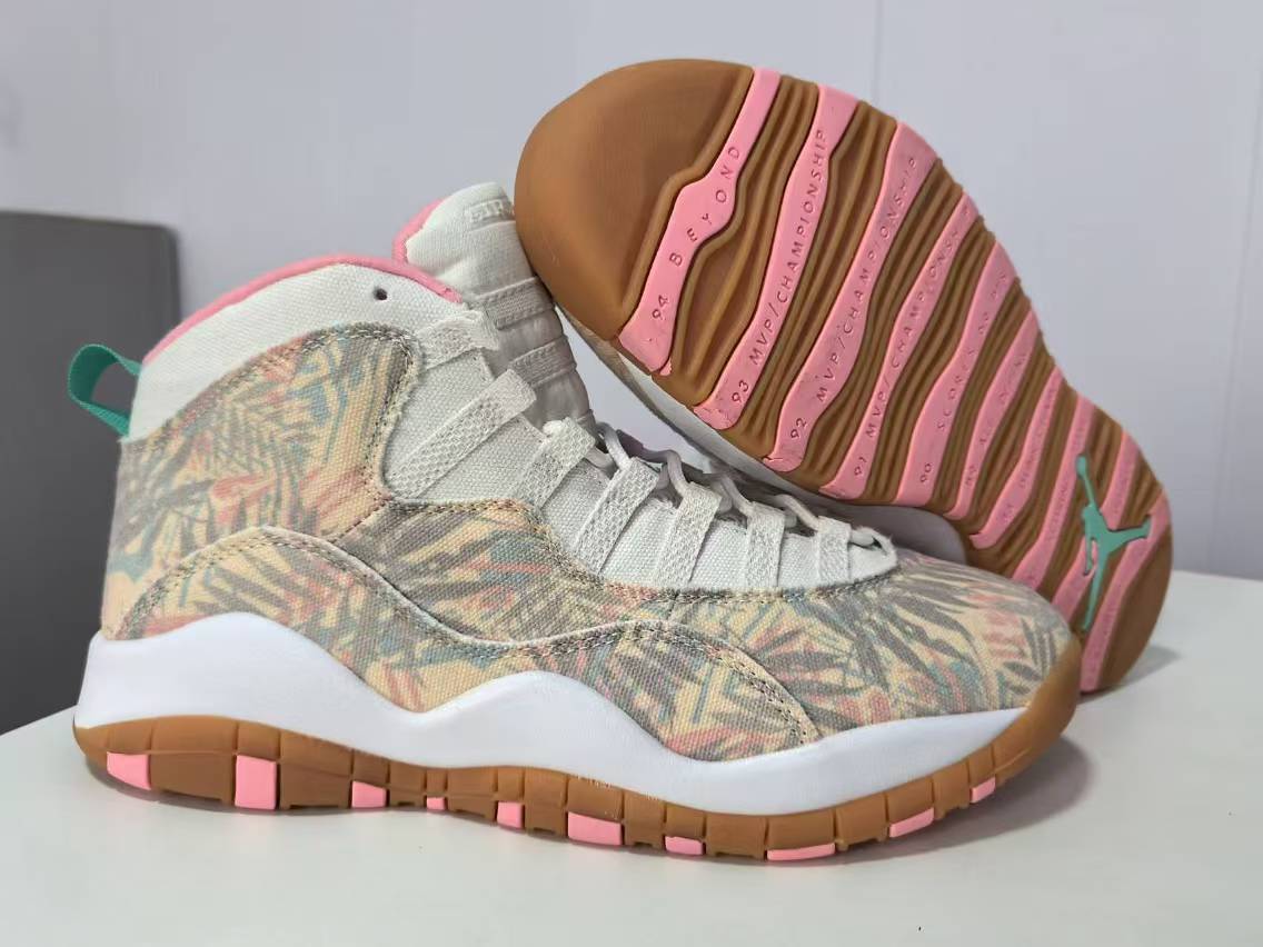 Air Jordan 10 Tropical Print & Pink Sneakers