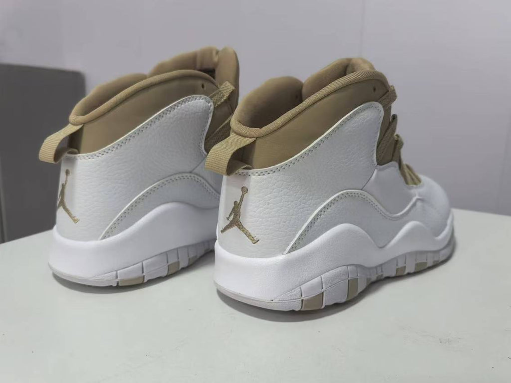 Air Jordan 10 White & Tan Sneakers