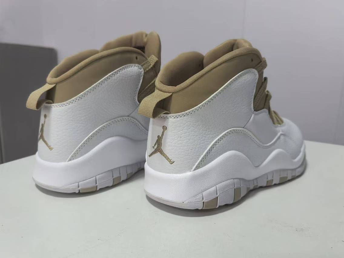 Air Jordan 10 White & Tan Sneakers