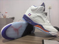 Air Jordan 5 White, Purple & Orange Sneakers