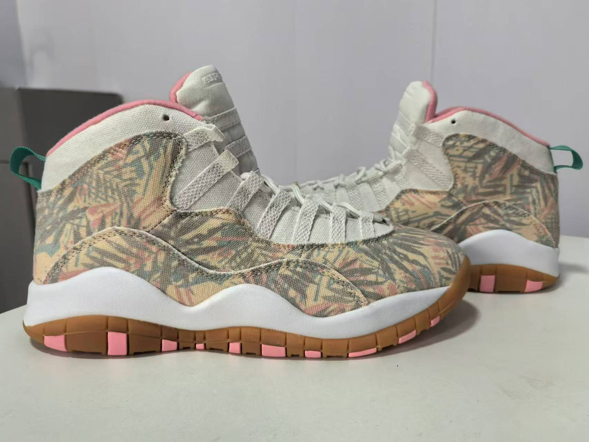 Air Jordan 10 Tropical Print & Pink Sneakers