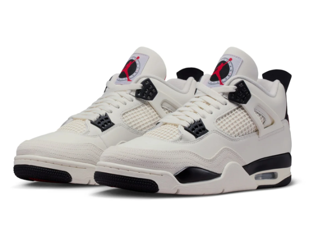 Air Jordan 4 Retro - White, Black & Red
