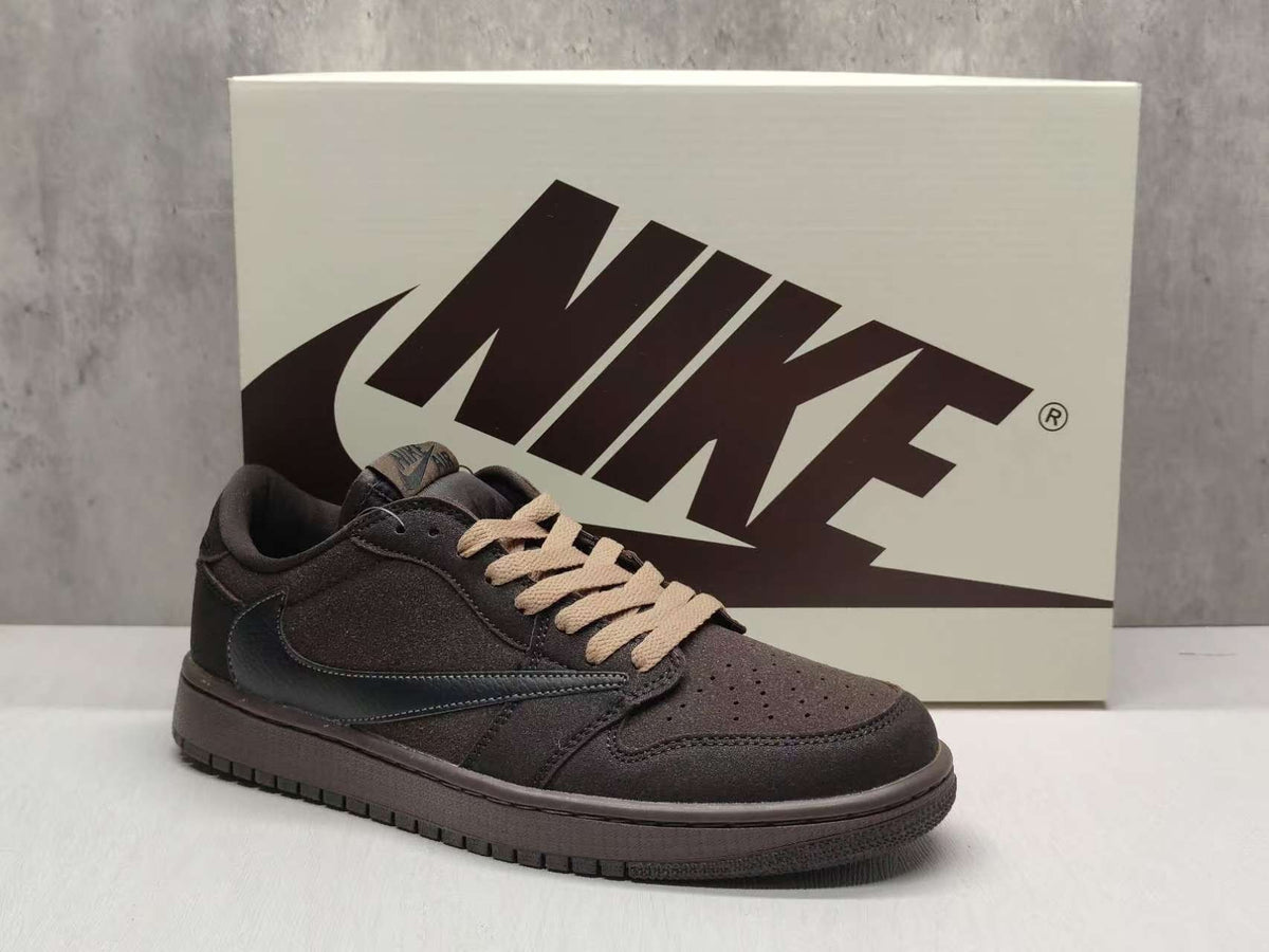 Air Jordan 1 Low Dark Brown Reverse Swoosh Sneakers