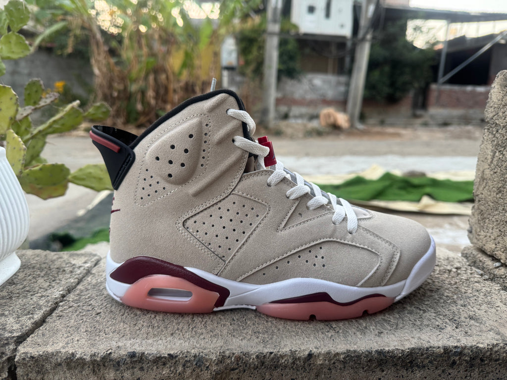 Air Jordan 6 Cream, Burgundy & Pink Sneakers
