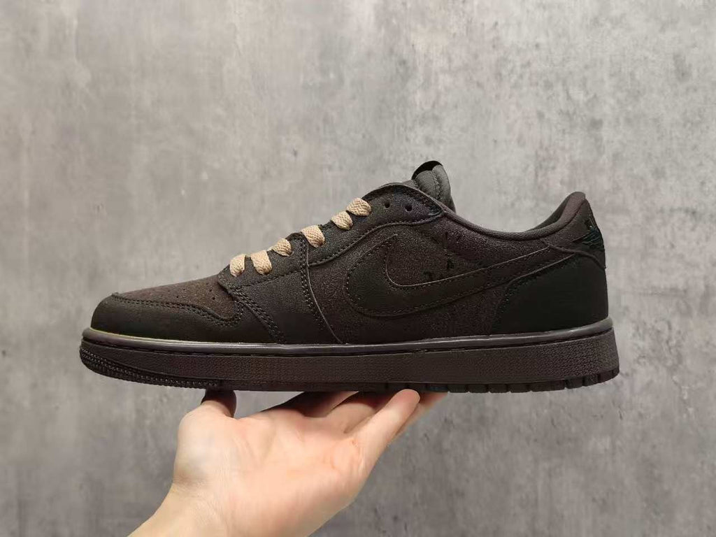 Air Jordan 1 Low Dark Brown Reverse Swoosh Sneakers