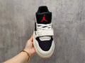 Jordan White & Black Strap Sneakers with Reverse Swoosh