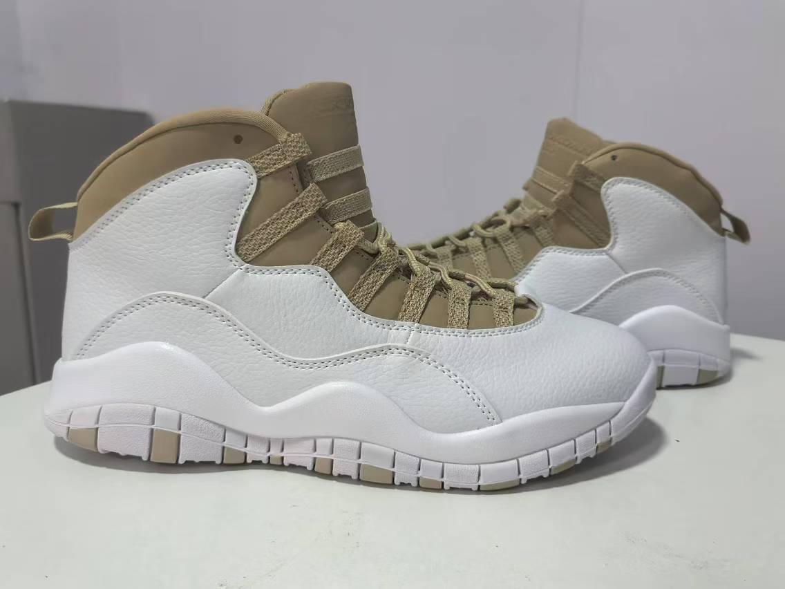 Air Jordan 10 White & Tan Sneakers