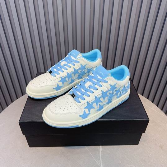 AMIRI Star Detail Low-Top Sneakers – White & Light Blue