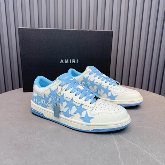 AMIRI Star Detail Low-Top Sneakers – White & Light Blue