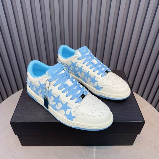AMIRI Star Detail Low-Top Sneakers – White & Light Blue
