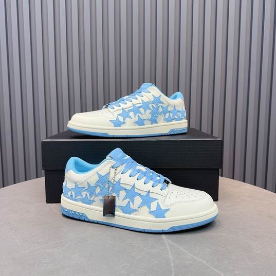 AMIRI Star Detail Low-Top Sneakers – White & Light Blue