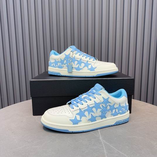 AMIRI Star Detail Low-Top Sneakers – White & Light Blue