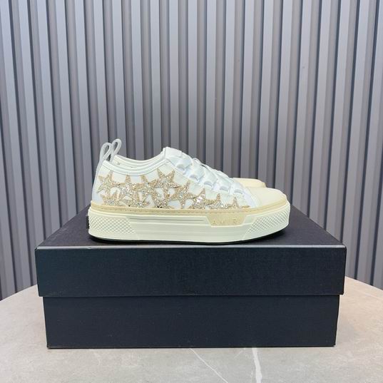 AMIRI Glitter Star Low-Top Sneakers – White & Gold Tone