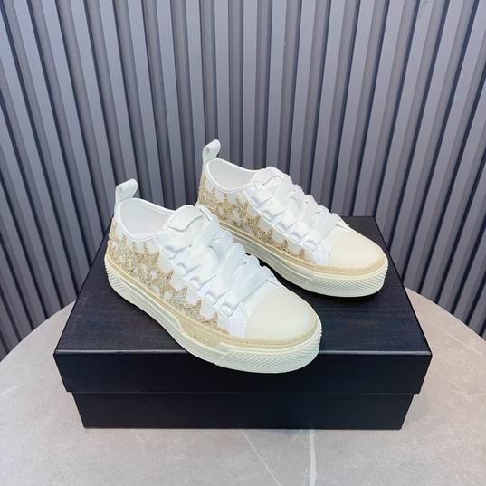 AMIRI Glitter Star Low-Top Sneakers – White & Gold Tone