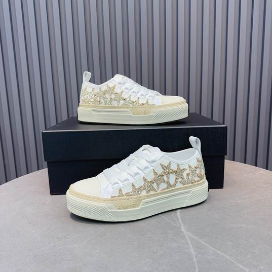 AMIRI Gold-Tone Star Low-Top Sneakers – White & Cream