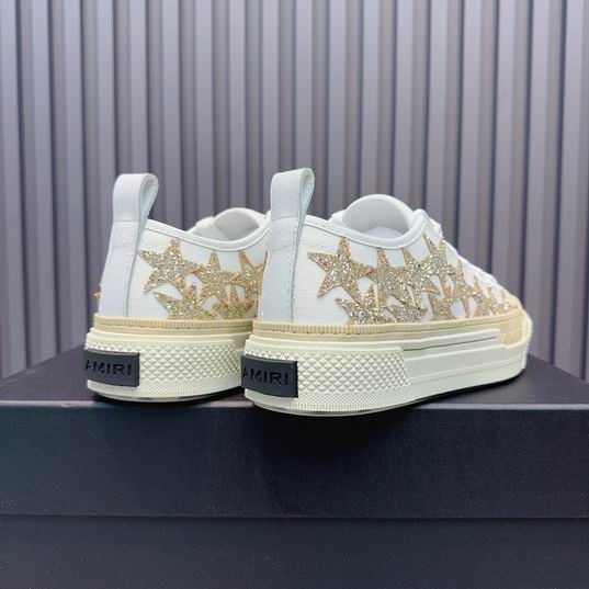 AMIRI Gold-Tone Star Low-Top Sneakers – White & Cream