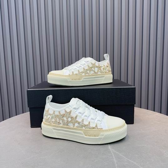 AMIRI Glitter Star Low-Top Sneakers – White & Gold Tone