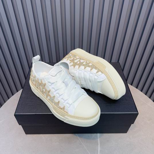 AMIRI Glitter Star Low-Top Sneakers – White & Gold Tone