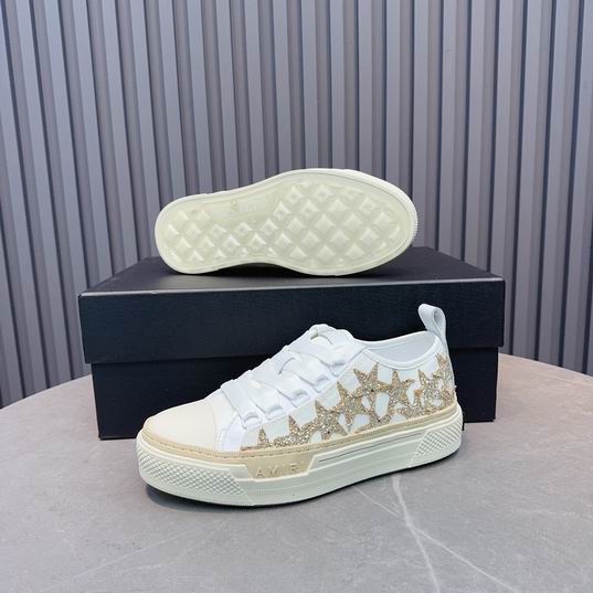 AMIRI Glitter Star Low-Top Sneakers – White & Gold Tone