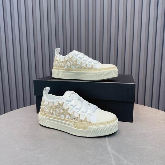 AMIRI Gold-Tone Star Low-Top Sneakers – White & Cream