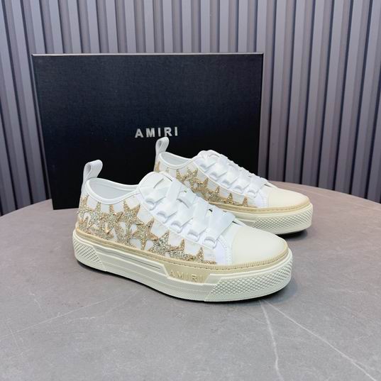 AMIRI Glitter Star Low-Top Sneakers – White & Gold Tone