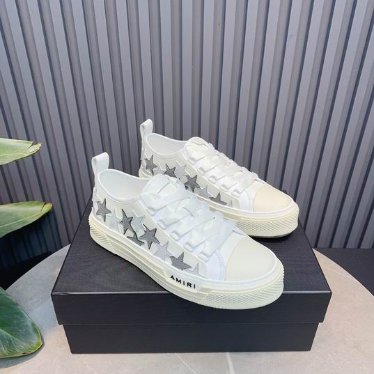 AMIRI Star Detail Low-Top Sneakers – White & Silver Grey