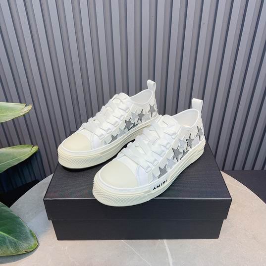 AMIRI Star Detail Low-Top Sneakers – White & Silver Grey