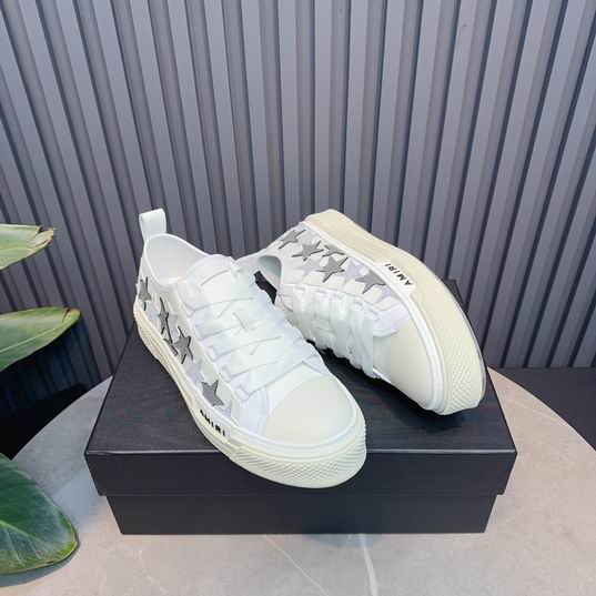AMIRI Star Detail Low-Top Sneakers – White & Silver Grey