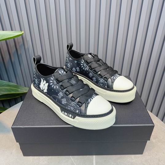 AMIRI Bandana Print Low-Top Sneakers – Black & Cream