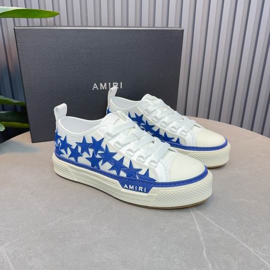 AMIRI Blue Star Low-Top Sneakers – White & Cream