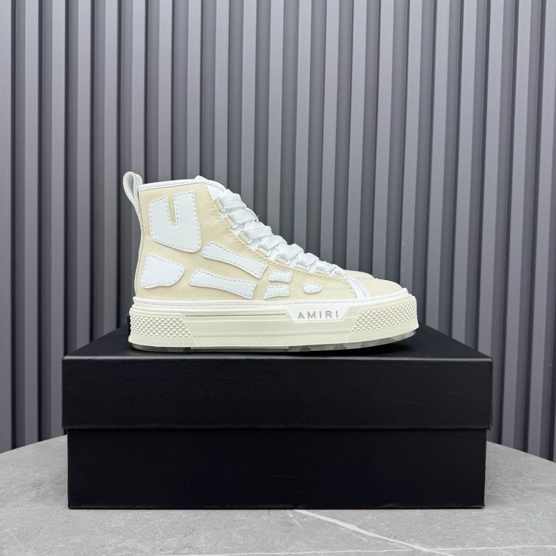 AMIRI Cream Patchwork High-Top Sneakers