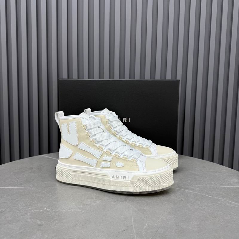 AMIRI Cream Patchwork High-Top Sneakers