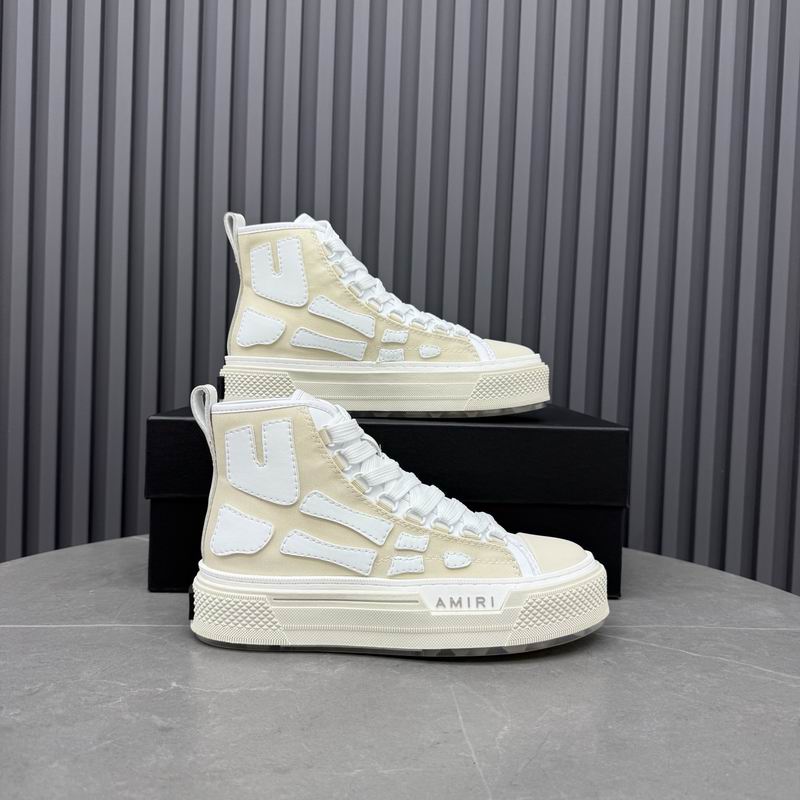 AMIRI Cream Patchwork High-Top Sneakers