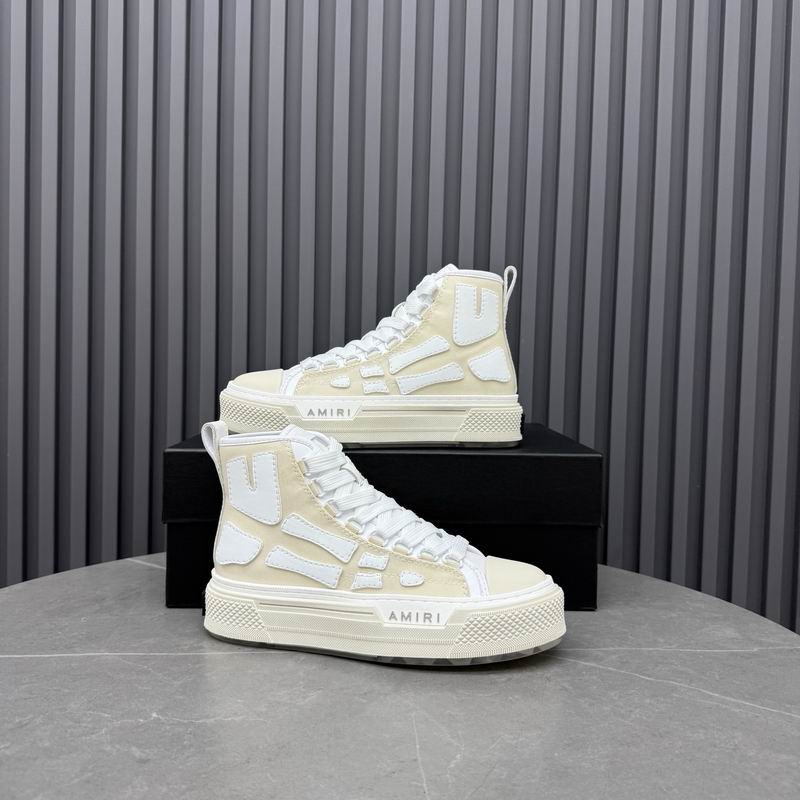 AMIRI Cream Patchwork High-Top Sneakers