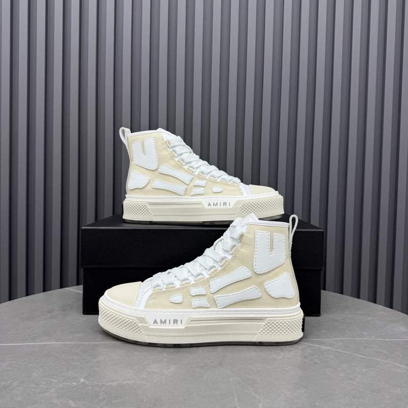 AMIRI Cream Patchwork High-Top Sneakers