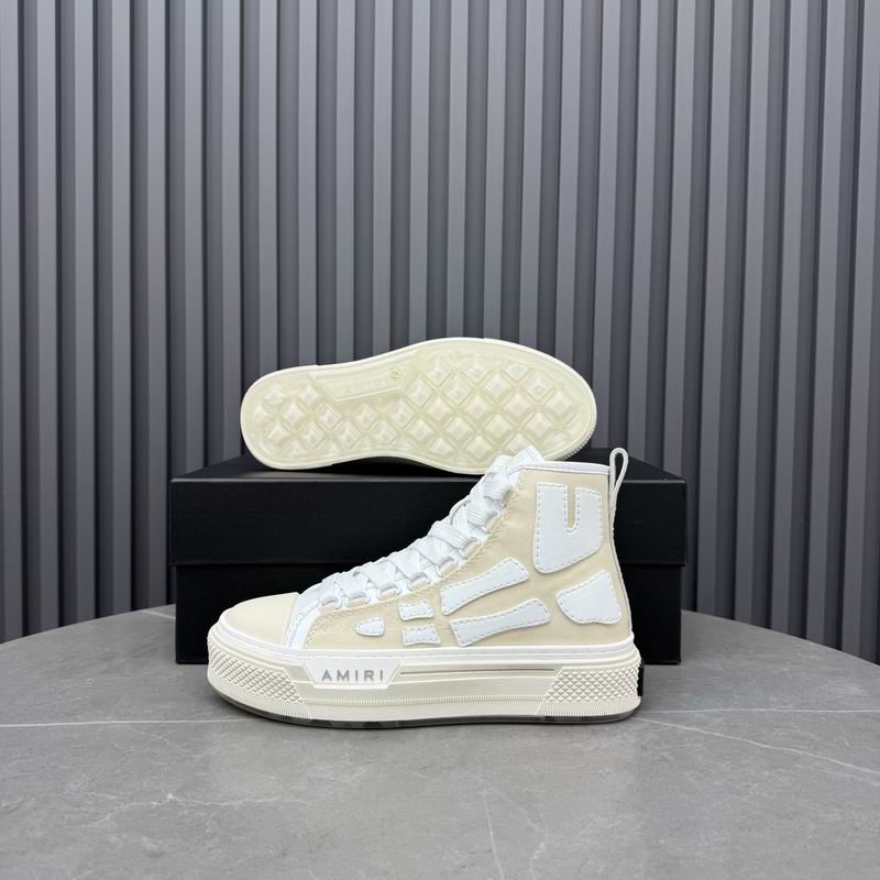 AMIRI Cream Patchwork High-Top Sneakers
