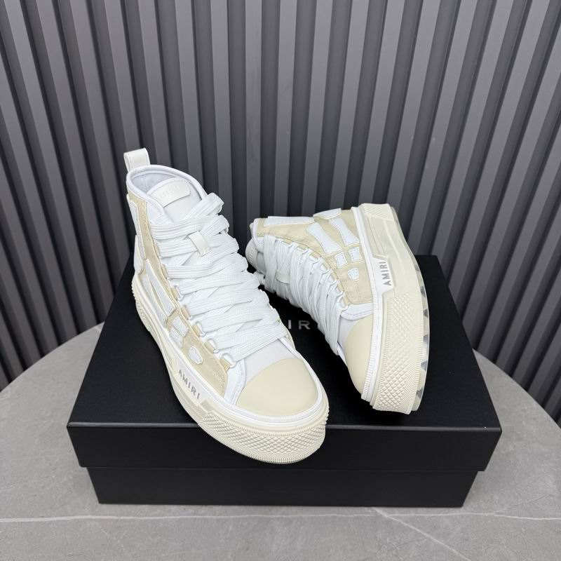 AMIRI Cream Patchwork High-Top Sneakers