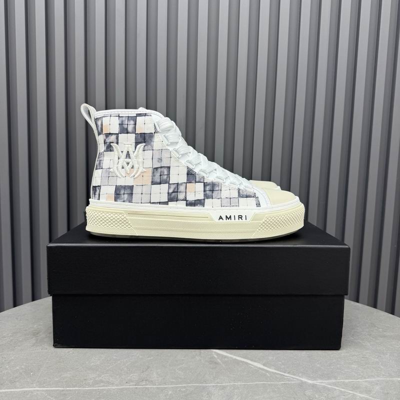 AMIRI White Plaid High-Top Sneakers
