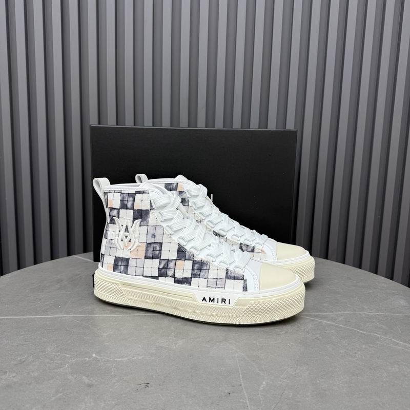 AMIRI White Plaid High-Top Sneakers