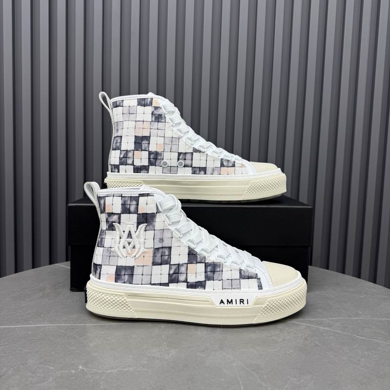 AMIRI White Plaid High-Top Sneakers