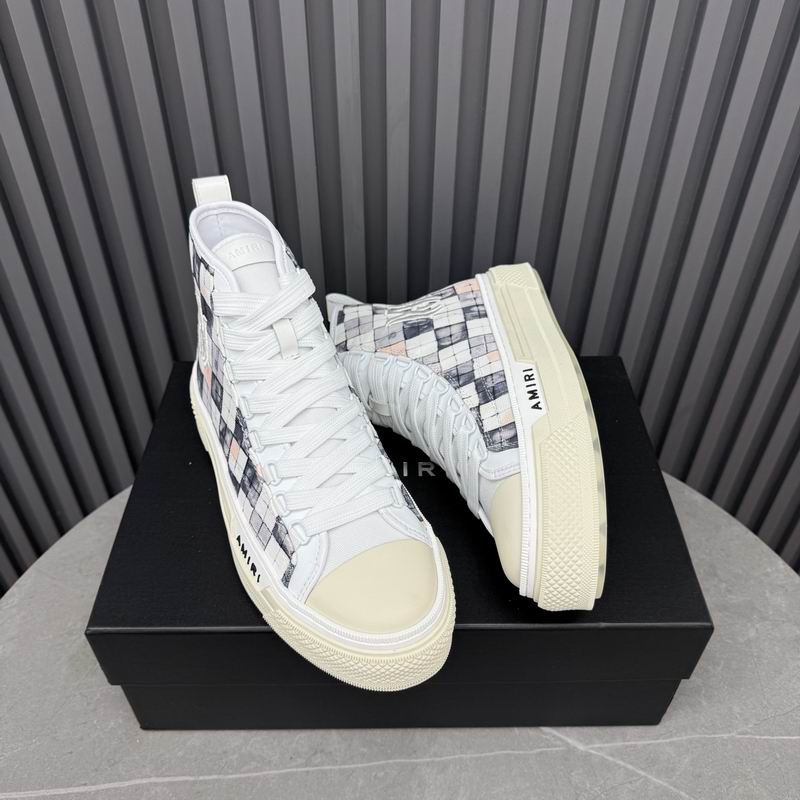 AMIRI White Plaid High-Top Sneakers