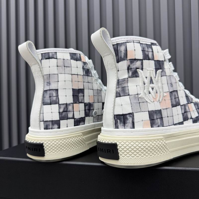AMIRI White Plaid High-Top Sneakers