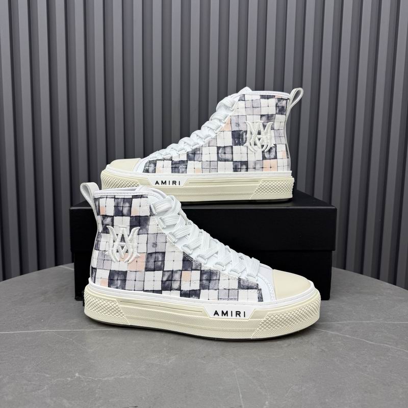 AMIRI White Plaid High-Top Sneakers