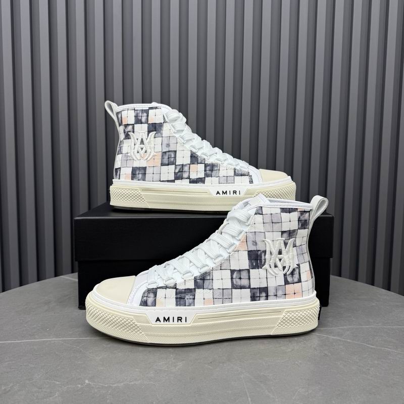 AMIRI White Plaid High-Top Sneakers